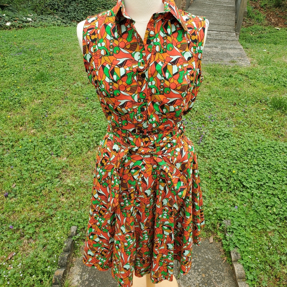 Tiskies Abstract Print Blouse And Skirt Set